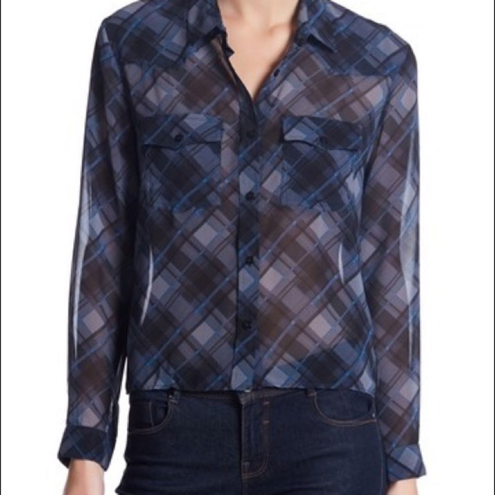 NWOT: THE KOOPLES Cropped Plaid Blouse Size 0